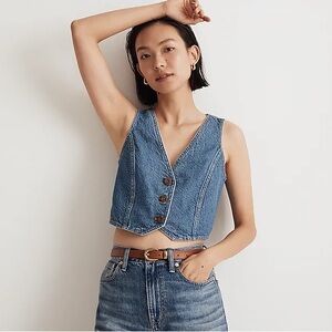 Madewell Denim Crop Vest - Size 4 / Small